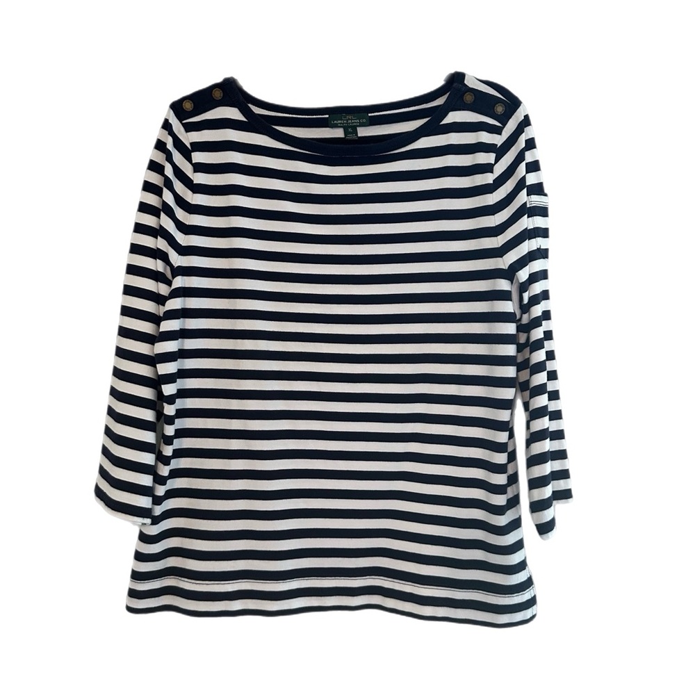 Ralph Lauren White and Blue Relaxed Blouse